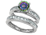 Original Star K™ Round Rainbow Mystic Topaz Wedding Set