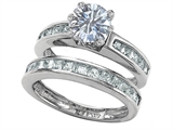 Original Star K™ Round Genuine White Topaz Wedding Set