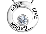 Original Star K™ Live/Love/Laugh Circle of Life Pendant with Birthstone White Topaz