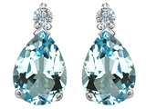 Original Star K™ Pear Shape 8x6 mm Simulated Aquamarine Earring Studs