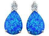 Original Star K™ Pear Shape 8x6 mm Created Blue Opal Earring Studs