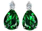 Original Star K™ Pear Shape 8x6 mm Simulated Emerald Earring Studs