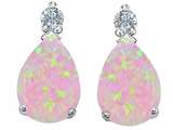 Original Star K™ Pear Shape 8x6 mm Created Pink Opal Earring Studs