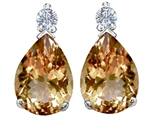 Original Star K™ Pear Shape 8x6 mm Simulated Imperial Yellow Topaz Earring Studs