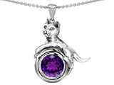 Original Star K™ Cat Lover Pendant with February Birthstone Genuine Amethyst