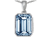 Original Star K™ Emerald Cut 10x8mm Simulated Aquamarine Pendant