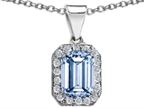 Original Star K™ 10x8mm Emerald Cut Simulated Aquamarine Pendant