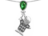 Original Star K™ Little Boy Holding a Balloon Mother Birthstone Simulated Emerald Pendant