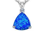 Original Star K™ Large 12mm Trillion Cut Created Blue Opal Pendant