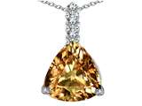 Original Star K™ Large 12mm Trillion Cut Simulated Imperial Yellow Topaz Pendant