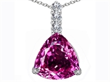 Original Star K™ Large 12mm Trillion Cut Created Pink Sapphire Pendant