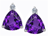 Original Star K™ 7mm Trillion Cut Genuine Amethyst Earring Studs