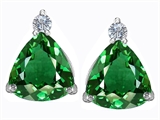 Original Star K™ 7mm Trillion Cut Simulated Emerald Earring Studs
