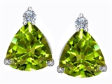 Original Star K™ 7mm Trillion Cut Genuine Peridot Earring Studs