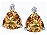 Original Star K™ 7mm Trillion Cut Simulated Imperial Yellow Topaz Earring Studs