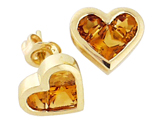 Tommaso Design™ Invisible Set Genuine Citrine Heart Earring Studs