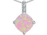 Original Star K™ Large 12mm Cushion Cut Created Pink Opal Pendant