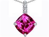 Original Star K™ Large 12mm Cushion Cut Created Pink Sapphire Pendant