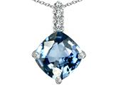 Original Star K™ Large 12mm Cushion Cut Simulated Aquamarine Pendant