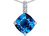 Original Star K™ Large 12mm Cushion Cut Simulated Blue Topaz Pendant