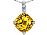 Original Star K™ Large 12mm Cushion Cut Simulated Citrine Pendant