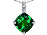 Original Star K™ Large 12mm Cushion Cut Simulated Emerald Pendant