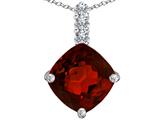 Original Star K™ Large 12mm Cushion Cut Simulated Garnet Pendant