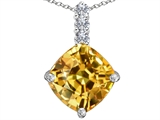 Original Star K™ Large 12mm Cushion Cut Simulated Imperial Yellow Topaz Pendant