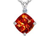 Original Star K™ Large 12mm Cushion Cut Simulated Mexican Orange Fire Opal Pendant