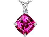 Original Star K™ Large 12mm Cushion Cut Created Pink Sapphire Pendant