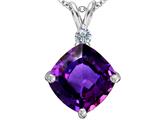 Original Star K™ Large 12mm Cushion Cut Simulated Amethyst Pendant
