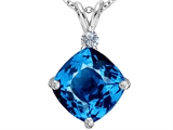 Original Star K™ Large 12mm Cushion Cut Simulated Blue Topaz Pendant