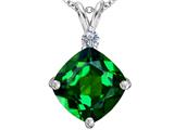 Original Star K™ Large 12mm Cushion Cut Simulated Emerald Pendant