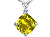 Original Star K™ Large 12mm Cushion Cut Simulated Yellow Sapphire Pendant