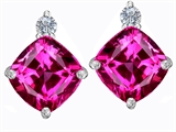 Original Star K™ 7mm Cushion Cut Created Pink Sapphire Earring Studs