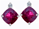 Original Star K™ 7mm Cushion Cut Created Ruby Earring Studs