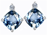 Original Star K™ 7mm Cushion Cut Simulated Aquamarine Earring Studs