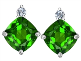 Original Star K™ 7mm Cushion Cut Simulated Emerald Earring Studs