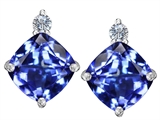 Original Star K™ 7mm Cushion Cut Simulated Tanzanite Earring Studs