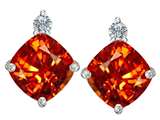 Original Star K™ 7mm Cushion Cut Simulated Mexican Orange Fire Opal Earring Studs