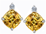 Original Star K™ 7mm Cushion Cut Simulated Imperial Yellow Topaz Earring Studs