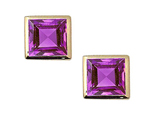 Tommaso Design™ Square Small Genuine Amethyst Earrings