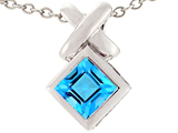 Tommaso Design™ 6mm Square Cut Genuine Blue Topaz Pendant