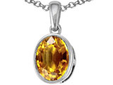Tommaso Design™ 9x7mm Oval Checker Board Cut Genuine Citrine Pendant