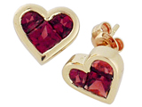 Tommaso Design™ Invisible Set Genuine Garnet Heart Earring Studs