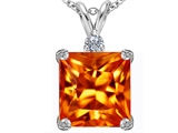 Original Star K™ Large 12mm Square Cut Simulated Mexican Orange Fire Opal Pendant