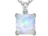 Original Star K™ Large 12mm Square Cut Created Opal Pendant