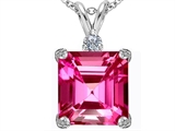 Original Star K™ Large 12mm Square Cut Created Pink Sapphire Pendant