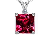 Original Star K™ Large 12mm Square Cut Created Ruby Pendant