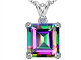 Original Star K™ Large 12mm Square Cut Rainbow Mystic Topaz Pendant